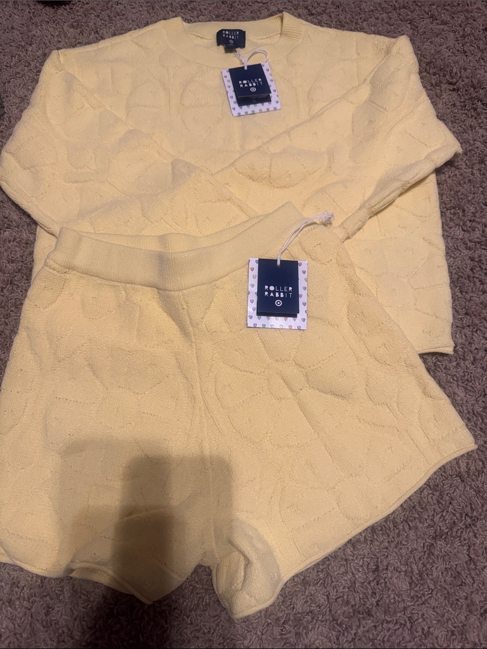 Roller Rabbit x Target Yellow Terry Sweatshirt & Shorts Set XS